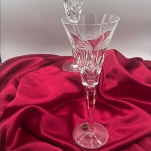 Waterford Crystal toasting flutes,  "Wedding Collection" etched with swans.